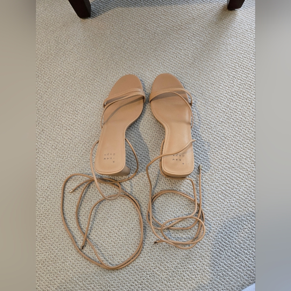 A New Day Women's Beige Lace-Up Sandals